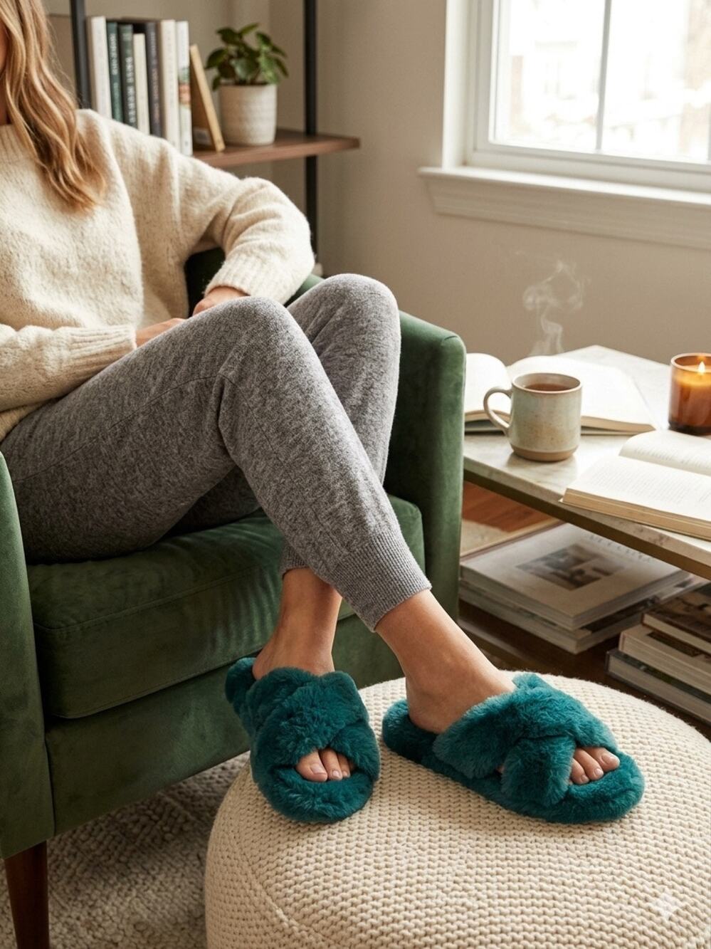 Target A New Day Women's "H" Sage Teal Slide Slippers Size 7 comfy, cozy